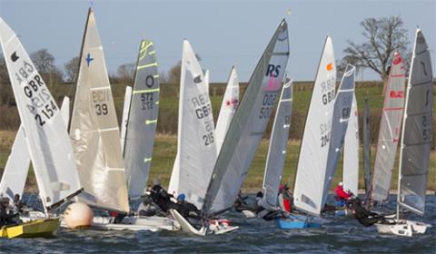 wide shot of a multiclass sailing fleet